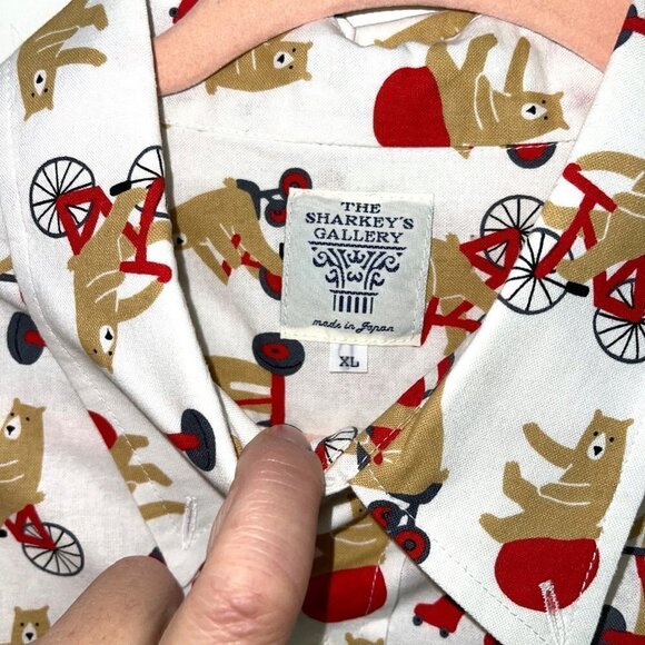 The Sharkey’s Gallery Button Up Shirt Mens Size XL Pure Cotton Circus Bear Print - Picture 4 of 10
